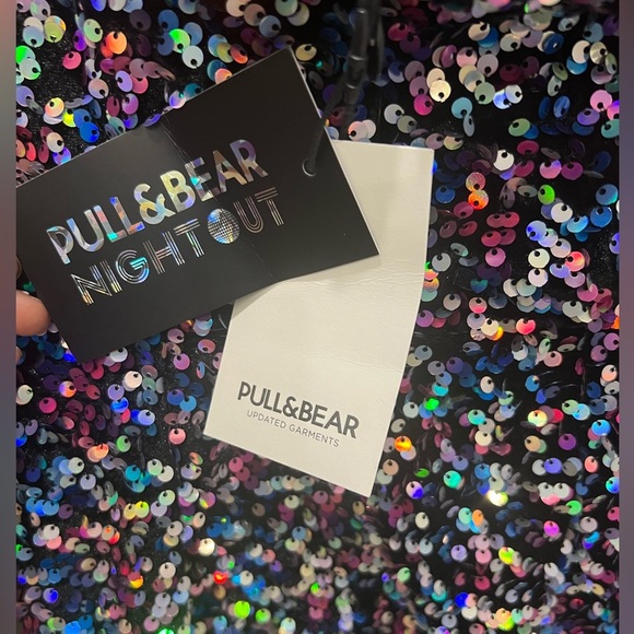 Pull and Bear Night out Multicolor Sequin Strapless Mini Dress - Picture 7 of 9